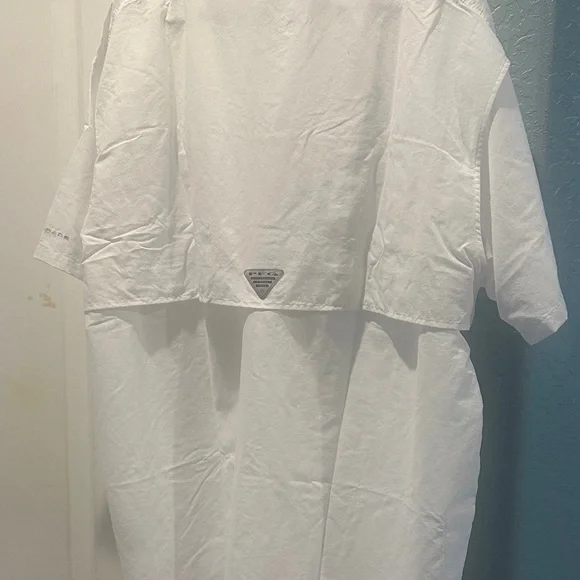 Columbia Men's White Casual Button Down Shirt omni shade relaxed Fit Size L - Picture 8 of 16